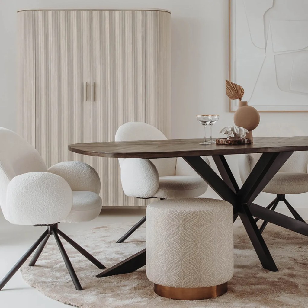 Tower Living Beige Opbergkast Met Ribbels 145x190 Corbetta - 145x45x190cm.