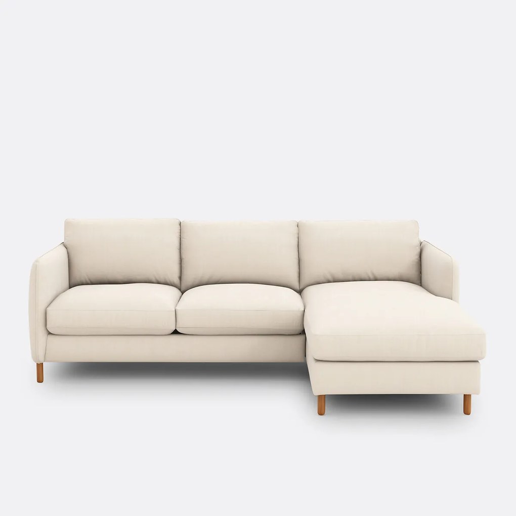 4-zits hoekbank rechts in polyester, LOMÉO