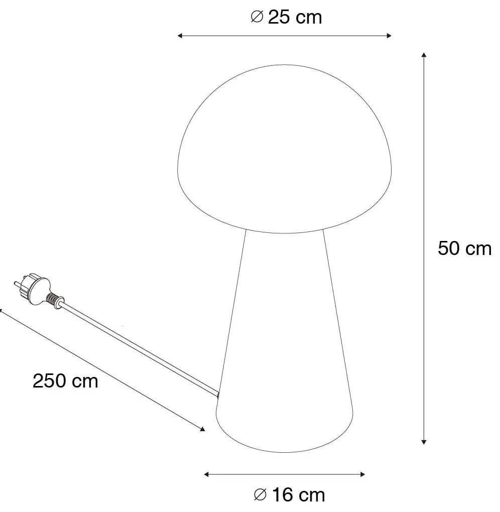 Buiten vloerlamp zwart 50 cm - Mushroom Design E27 IP44 Buitenverlichting rond