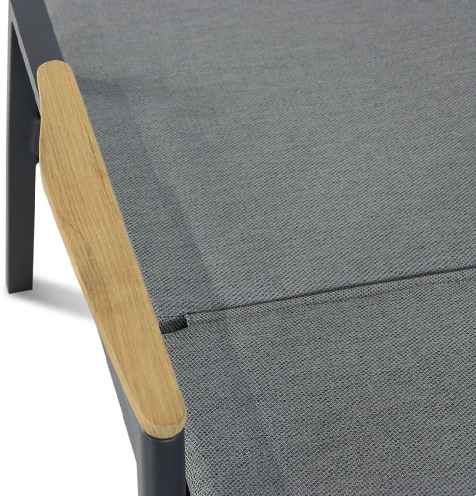 Coco Ralph Ligbed Verstelbaar Aluminium/wicker Grijs