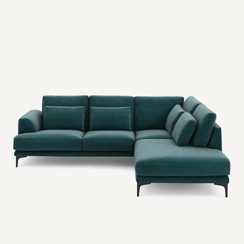 Linkse hoekbank met leuning in fluweel, Marsile