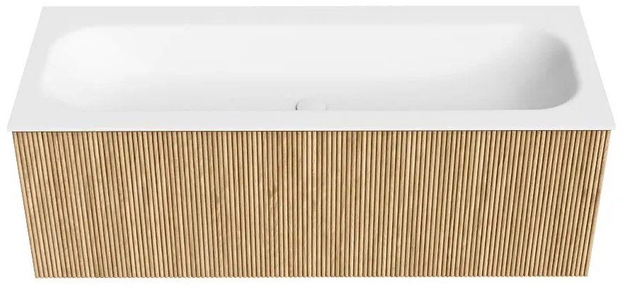 Mondiaz Kurve 120cm badmeubel oak met 1 lade en wastafel big large midden 1 kraangat