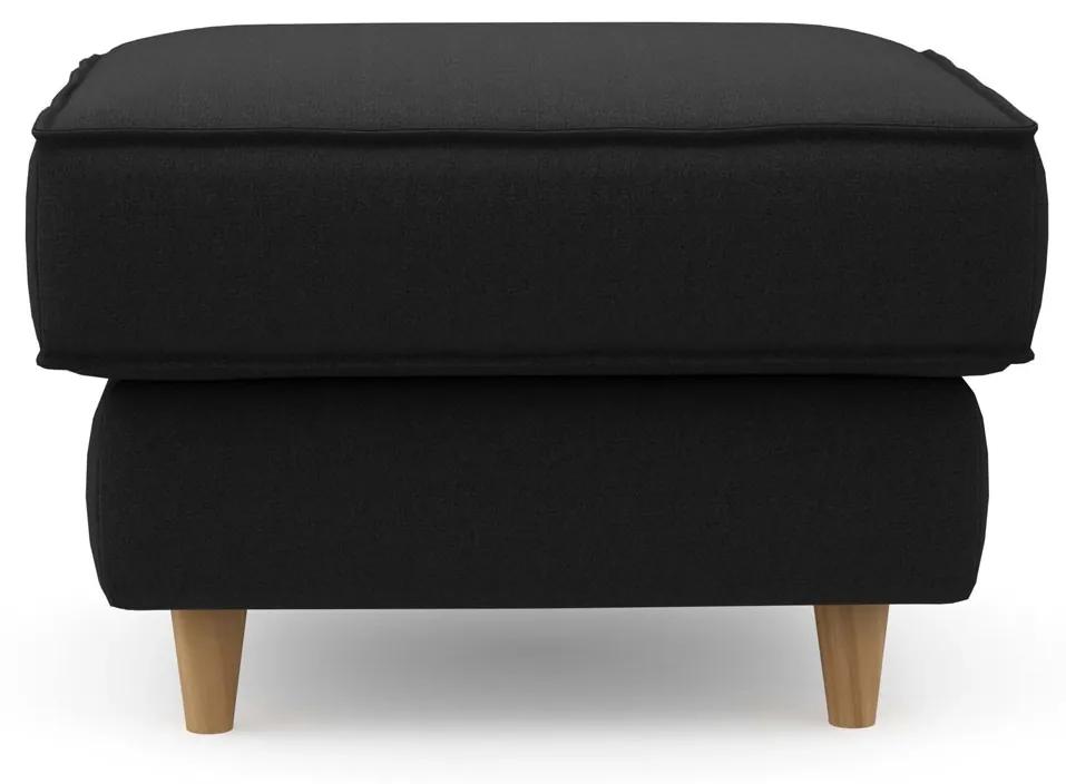 Rivièra Maison - Kendall Footstool 70x70, oxford weave, basic black - Kleur: zwart