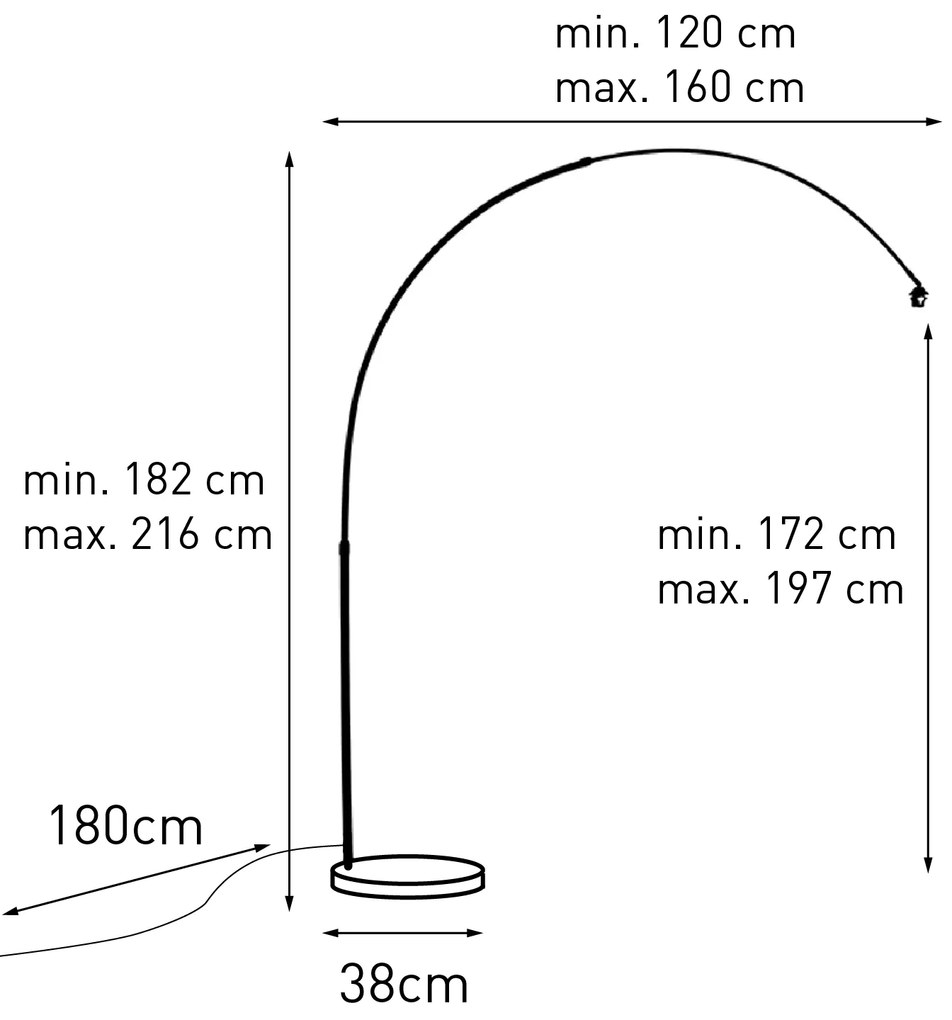 Moderne booglamp staal XL verstelbaar zonder kap