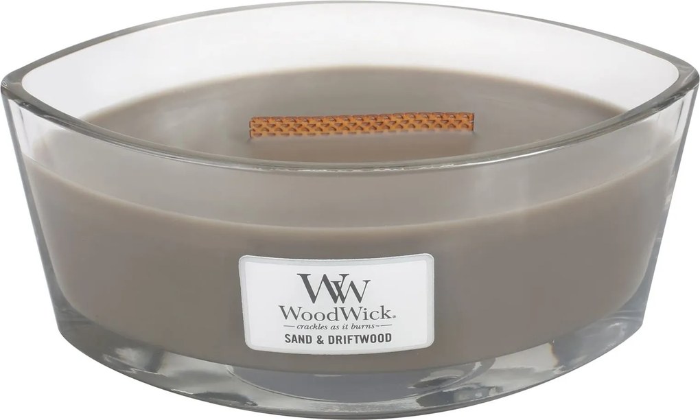 WoodWick geurkaars - Ellipse HearthWick Flame - Sand &amp; Driftwood