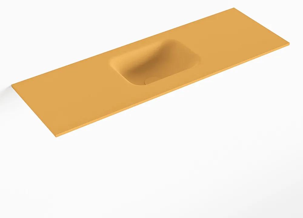 MONDIAZ LEX Ocher solid surface inleg wastafel voor toiletmeubel 90cm. Positie wasbak midden