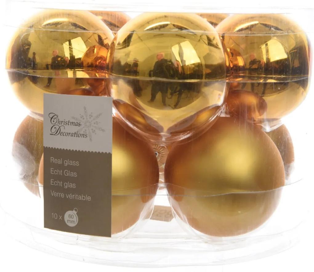 Kerstbal glas glans-mat diameter 6cm intens goud KSD