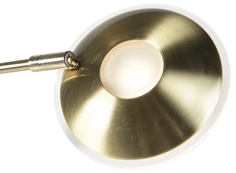 Vloerlamp met dimmer goud met leesarm incl. LED en USB-poort - Sevilla Modern Binnenverlichting Lamp