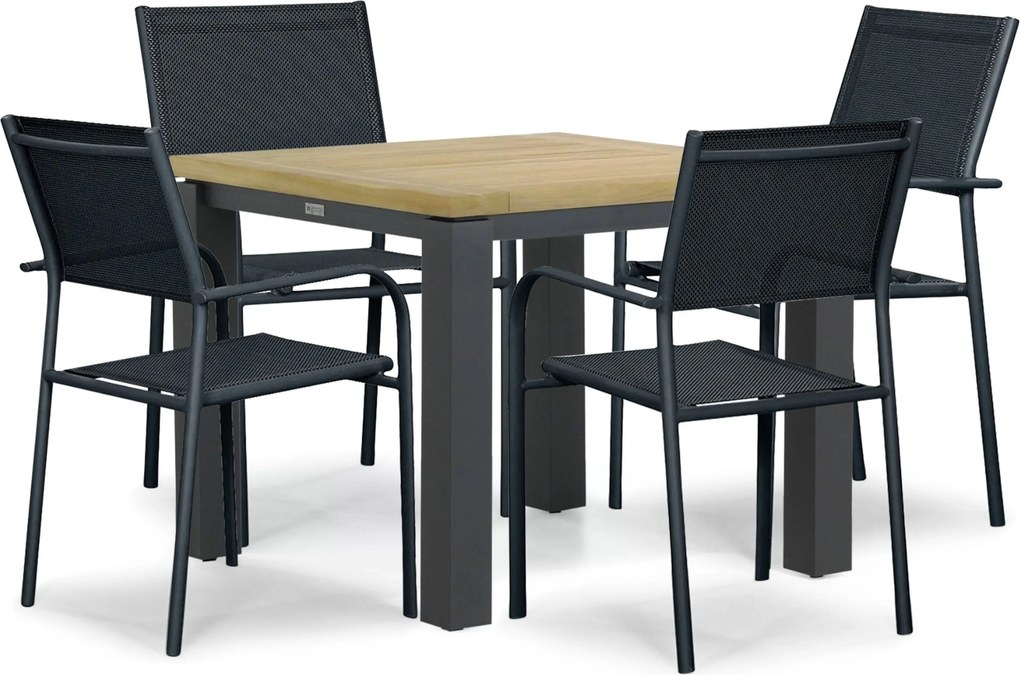 Tuinset 4 personen 909 cm Aluminium Grijs Presto Brentino/Veneto