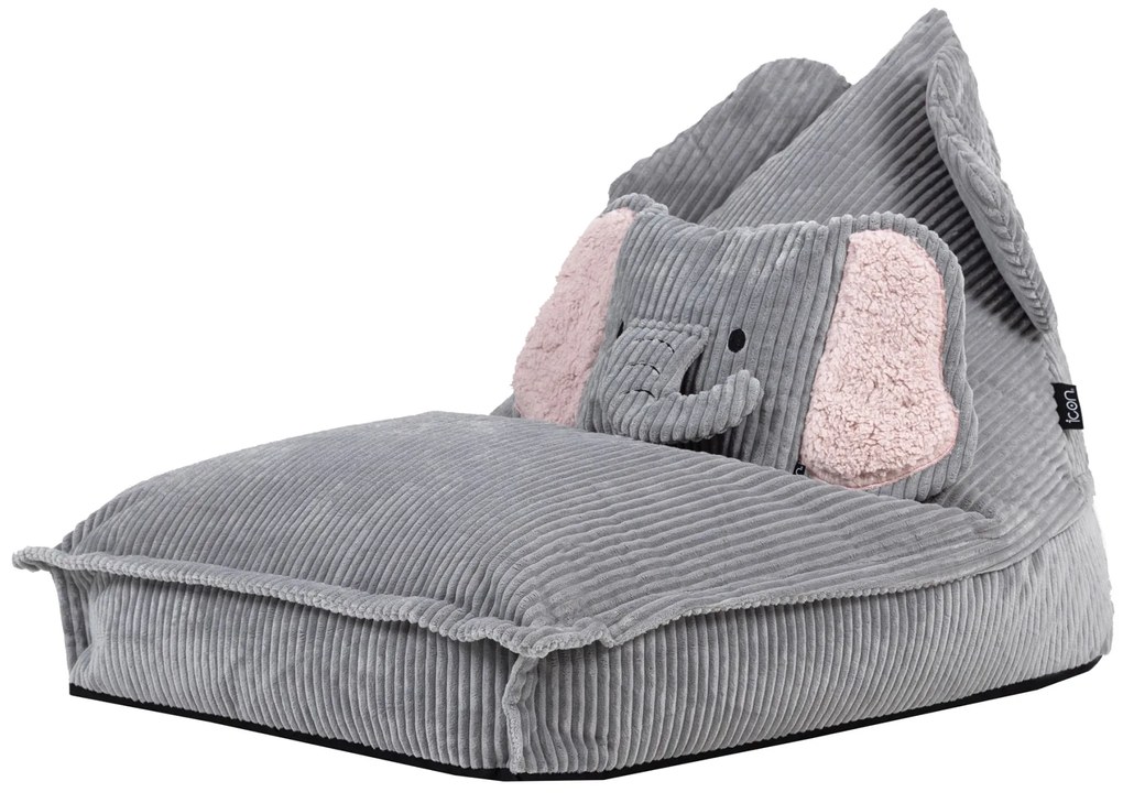 Kinder Zitzak Olifant Lounger & Kussen Set - Grijs