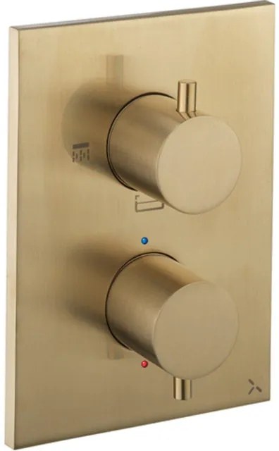 Crosswater MPRO Crossbox Douchekraan - inbouw - thermostatisch - 3 functies - incl. inbouwdeel - messing geborsteld SW377992/SW408404