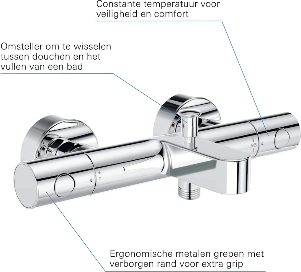 Grohe Precision Get thermostatische badkraan chroom