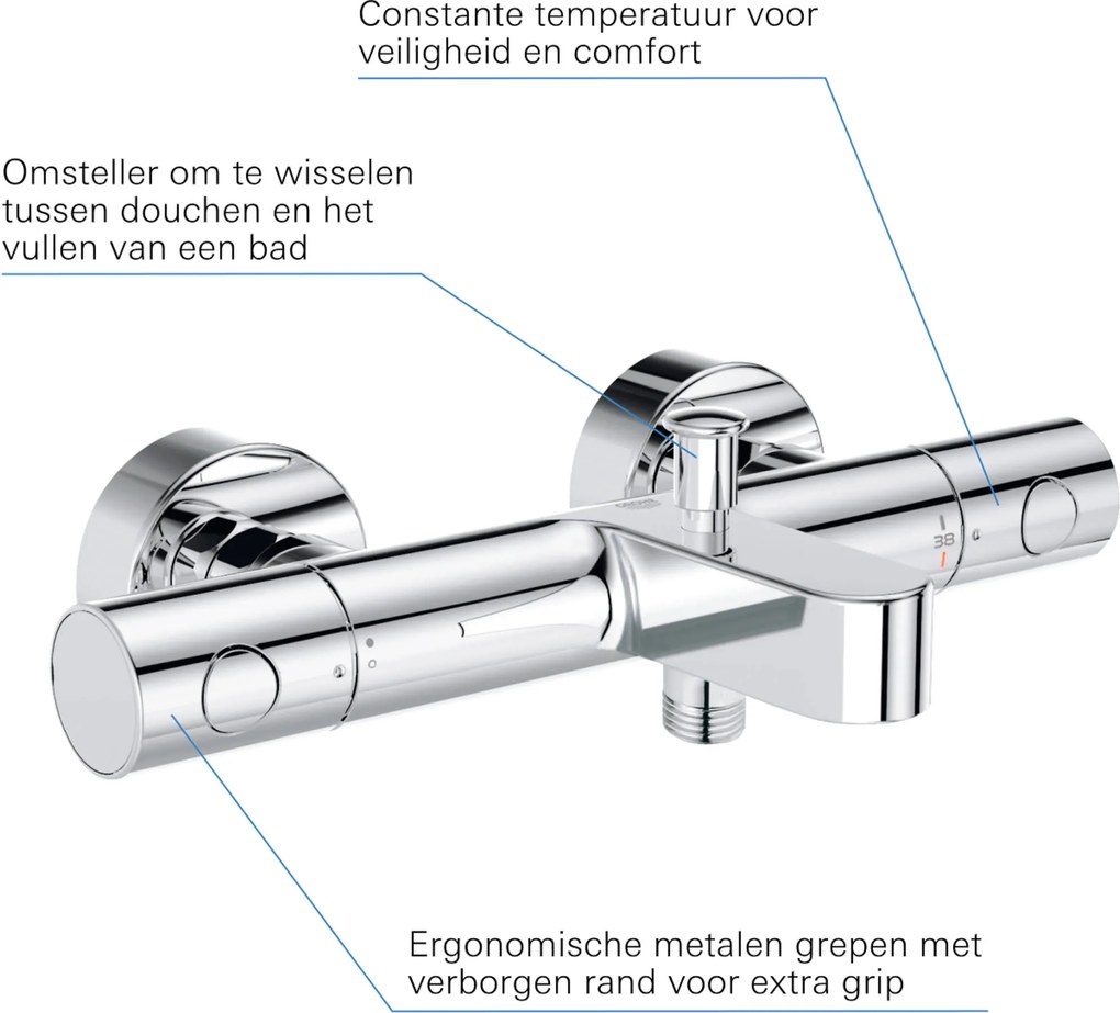 Grohe QuickFix Precision Get thermostatische badkraan chroom