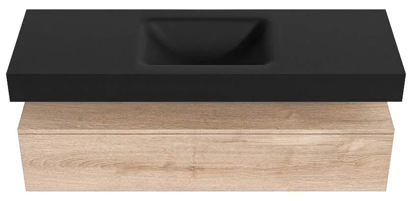 Zaro Alan badmeubel 140cm washed oak 1 lade met vrijhangende wastafel cloud midden 1 kraangat urban