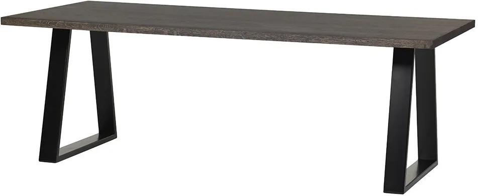 Tafel GEO EIKEN TRAPEZIUM POOT | 300cm (incl. middenpoot 4x4cm) x 90cm | Black-Wash