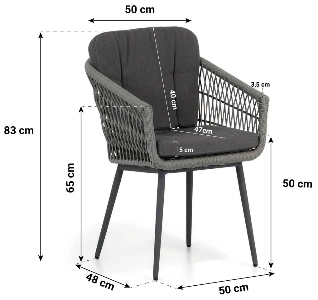 Bistroset 2 personen 70 cm Aluminium/wicker Grijs Lifestyle Garden Furniture Western/Como