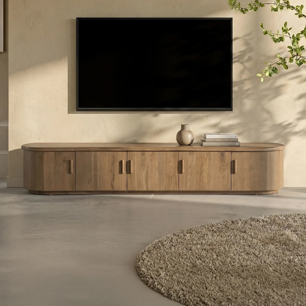 Eiken Tv-meubel Organische Vorm 240 Cm Bruin - 240x42x43cm.