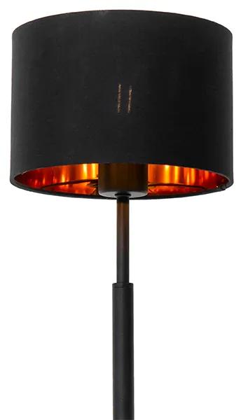 Moderne tafellamp stoffen kap zwart met goud - VT 1 Modern E27 rond Binnenverlichting Lamp