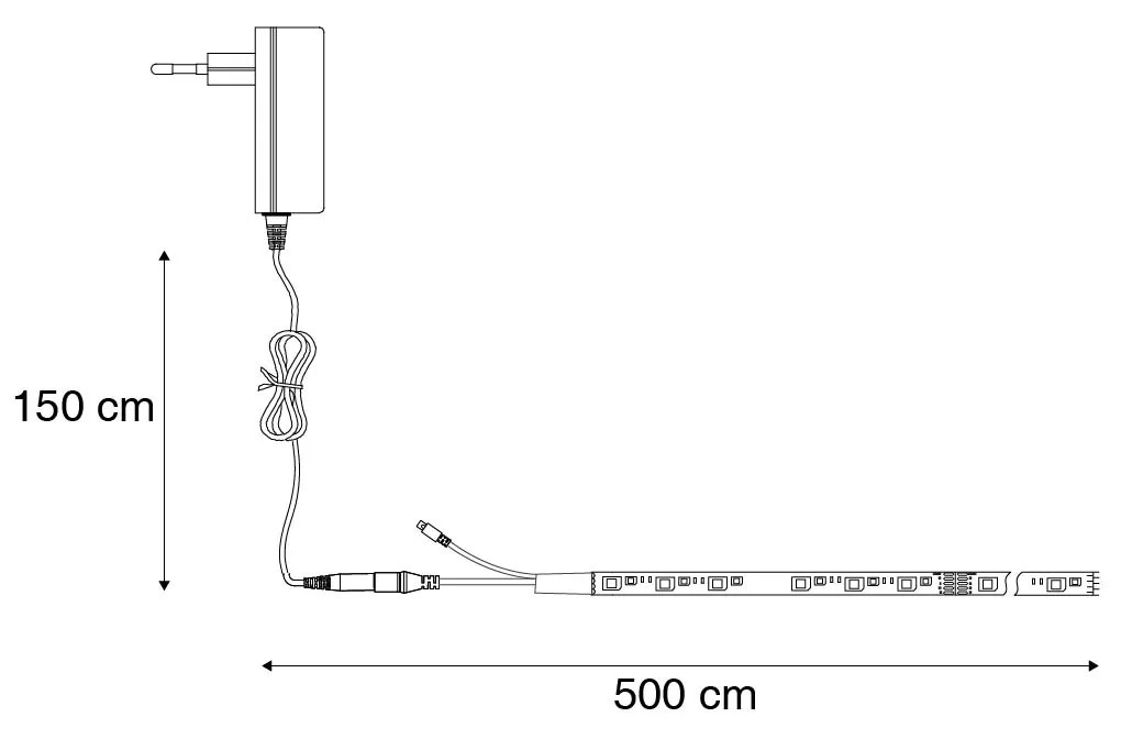 Dimbare LED strip RGBW 5 meter 15W 1250 lm 3000K Design rond