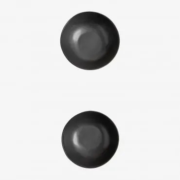 Set Van 2 Kommen Van Belvere Steengoed Zwart & Ø13 Cm - Sklum