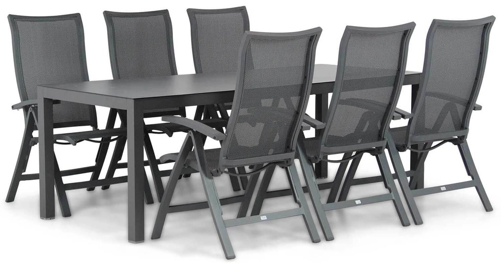 Tuinset 6 personen 220 cm Aluminium/Textileen /Aluminium/textileen Grijs Presto Lucardo/Madras