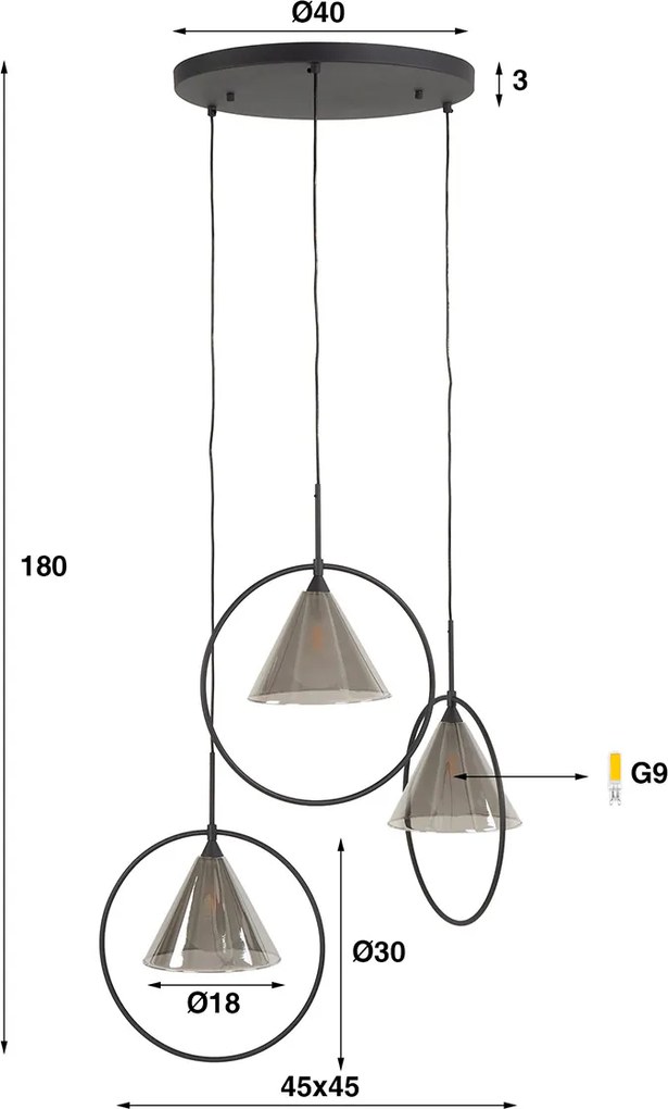 Hanglamp Modern Design Grijs Glas