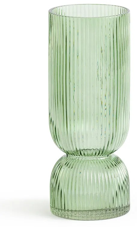 Vaas in geribbeld glas H26 cm, Valira