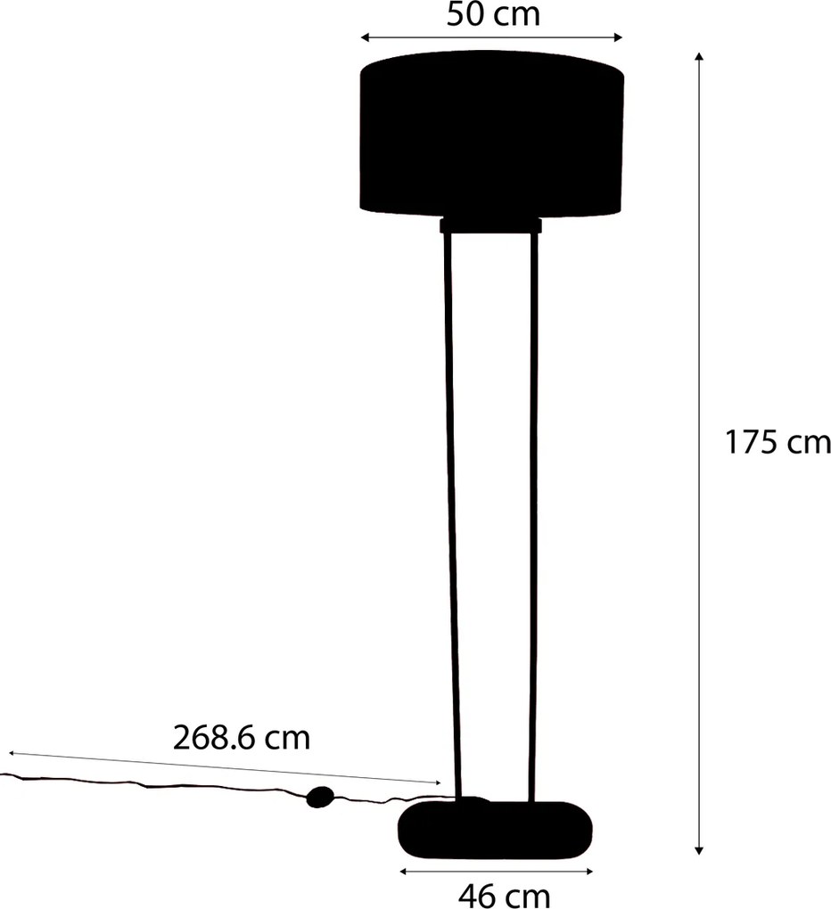 Vloerlamp beige met groene ovalen kap en gouden binnenkant 50cm - Thijmen