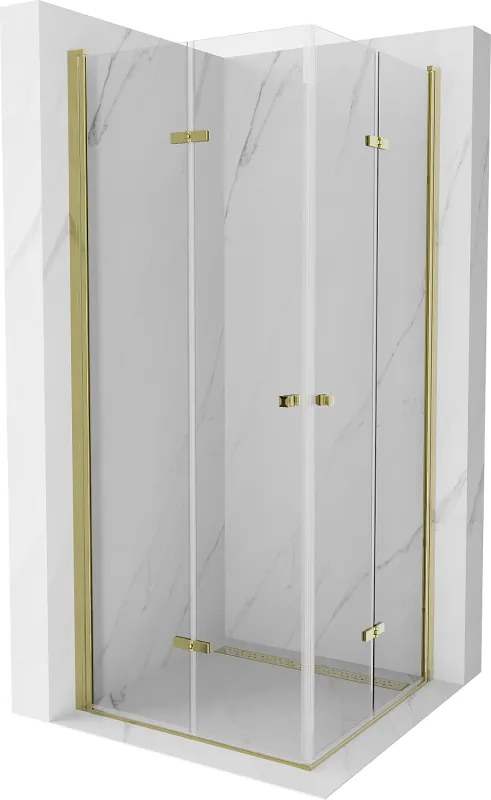 Mexen Lima Duo opvouwbare douchecabine 90 x 90 cm, transparant, goud - 856-090-090-50-00-02