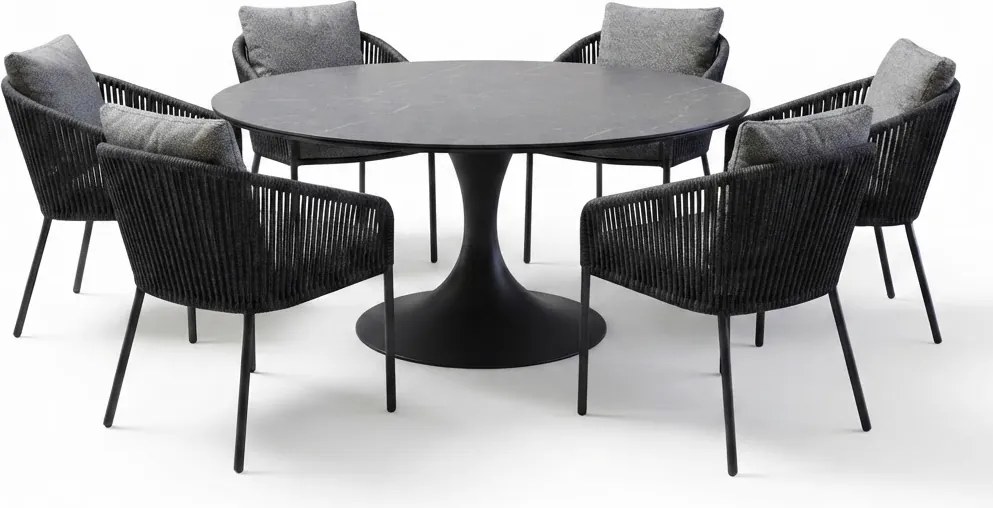 Flair Brightling dining tuinset 158xH75 cm 7 delig antraciet keramiek