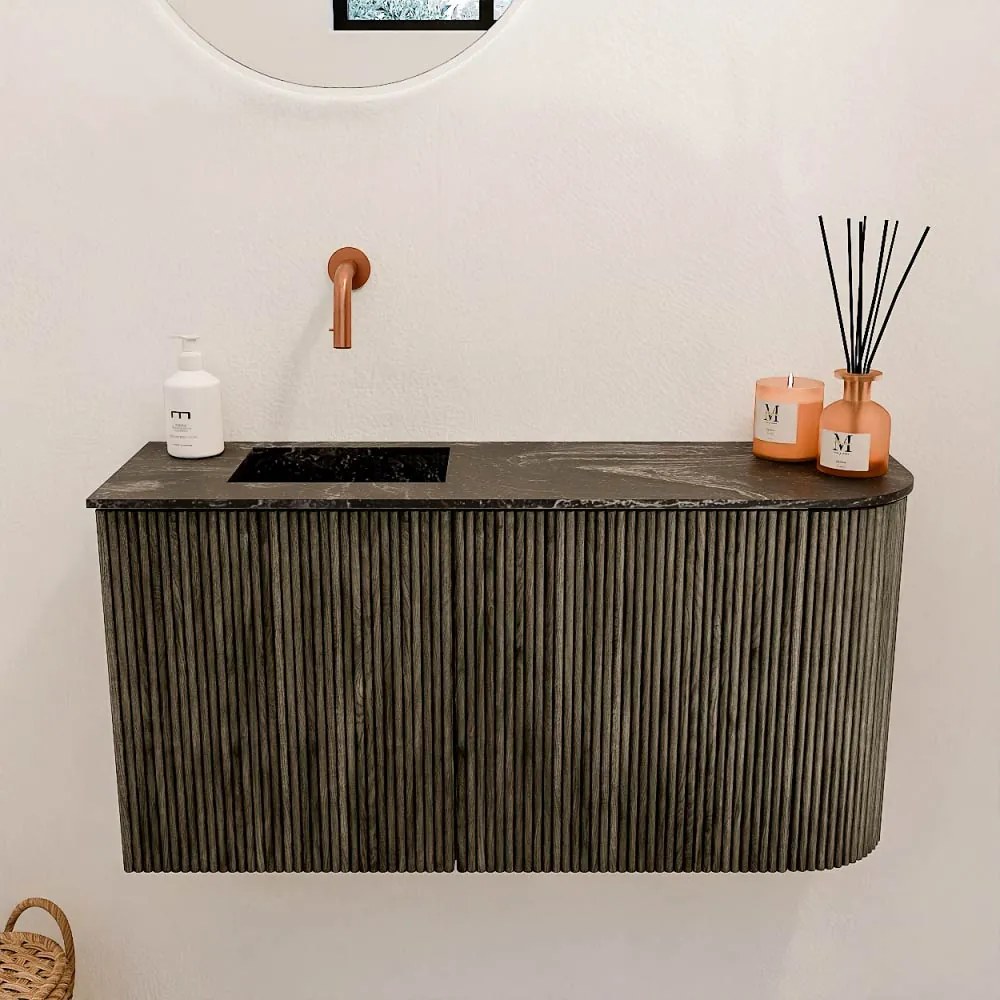 Mondiaz Joya DLux 80cm toiletmeubel ronding rechts shadow met wastafel faye links zonder kraangat lava