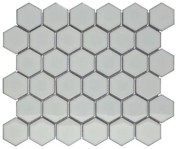 The Mosaic Factory Barcelona mozaïektegel 5.1x5.9x0.6cm wandtegel voor binnen en buiten hexagon porselein licht grijs AFH02076
