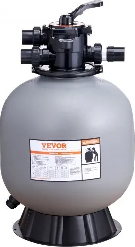VEVOR Zandfiltersysteem 55 GPM Flowfiltersysteem 558,8 mm zandfilter 1-1/2 inch inlaat-/uitlaatdiameter Filtertank HDPE-filterpomp 7-weg meerwegklep Zandfilterpomp 506 x 506 x 855 mm