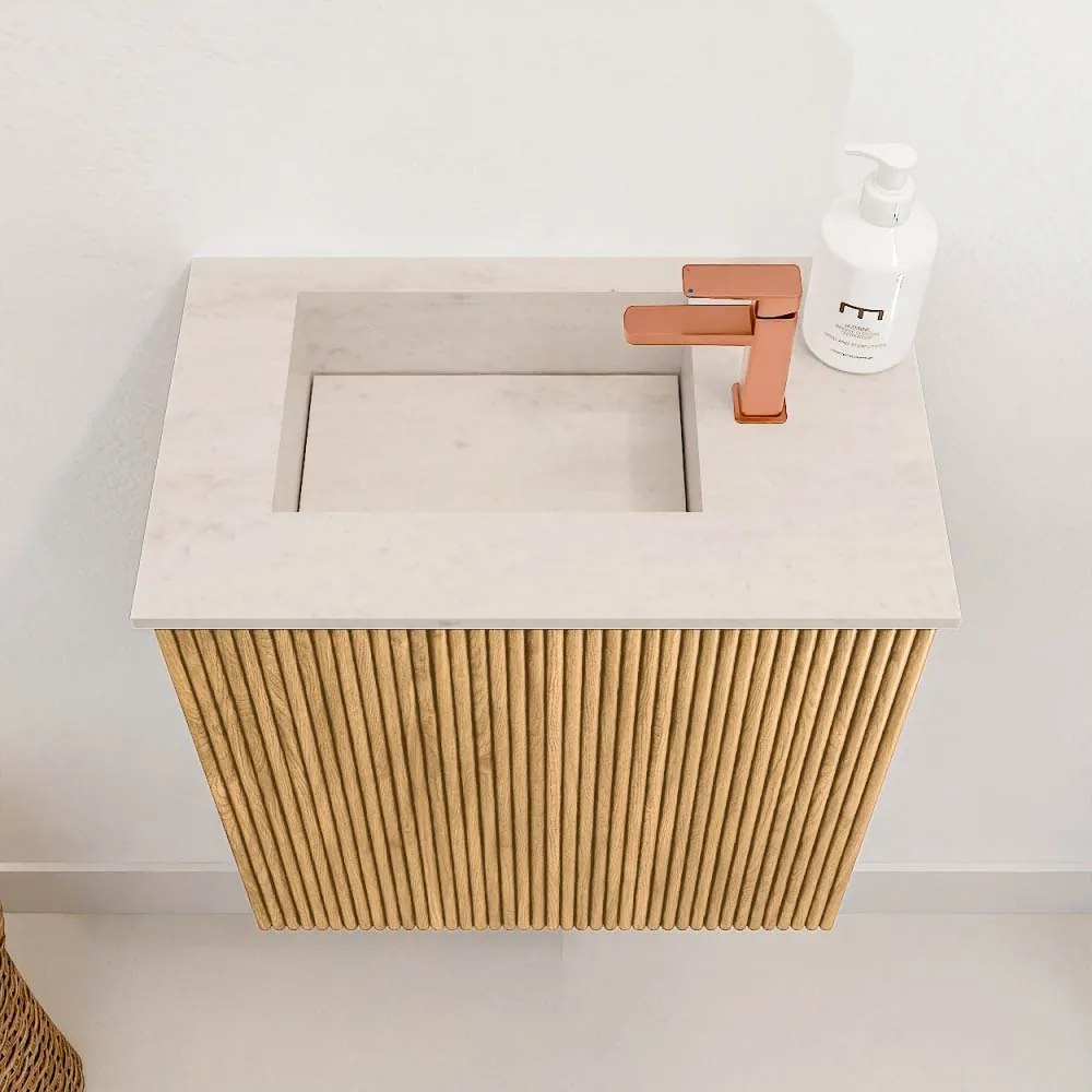 Mondiaz Joya DLux 40cm toiletmeubel oak met wastafel faye links 1 kraangat meli