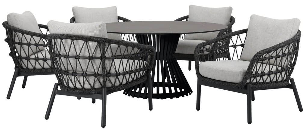 Arezzo Pasadena low dining tuinset 140xH69 cm 6 delig antraciet