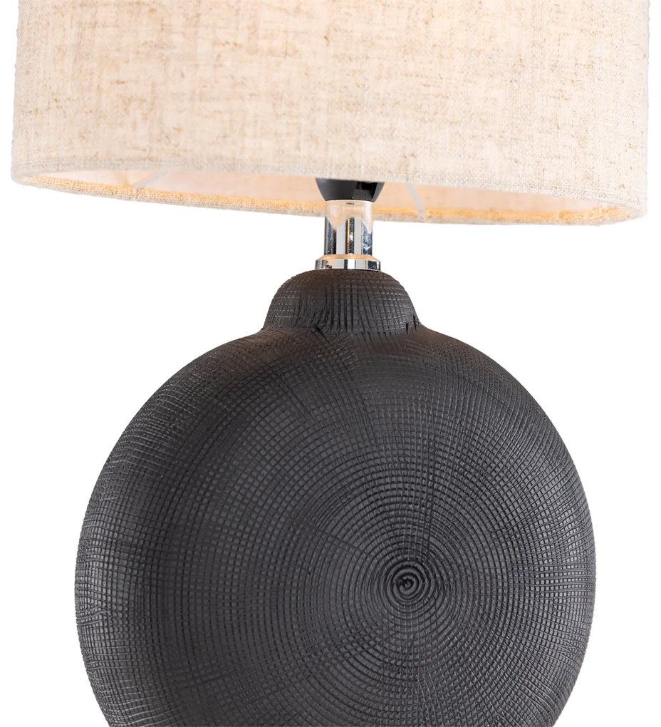 Landelijke tafellamp zwart met beige - Dua Modern E14 rond Binnenverlichting Lamp