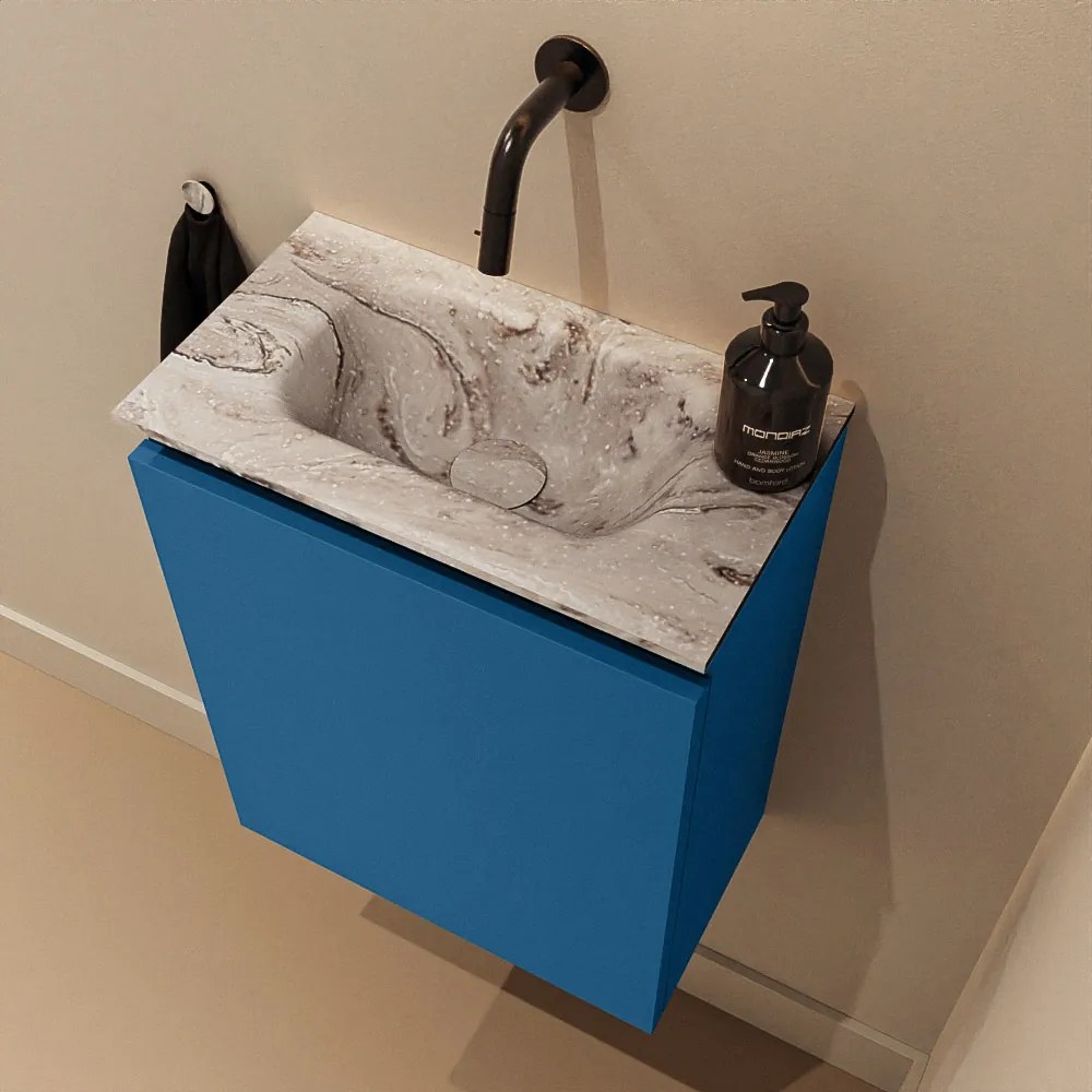 Mondiaz Ture DLux toiletmeubel 40cm jeans met wastafel glace midden zonder kraangat