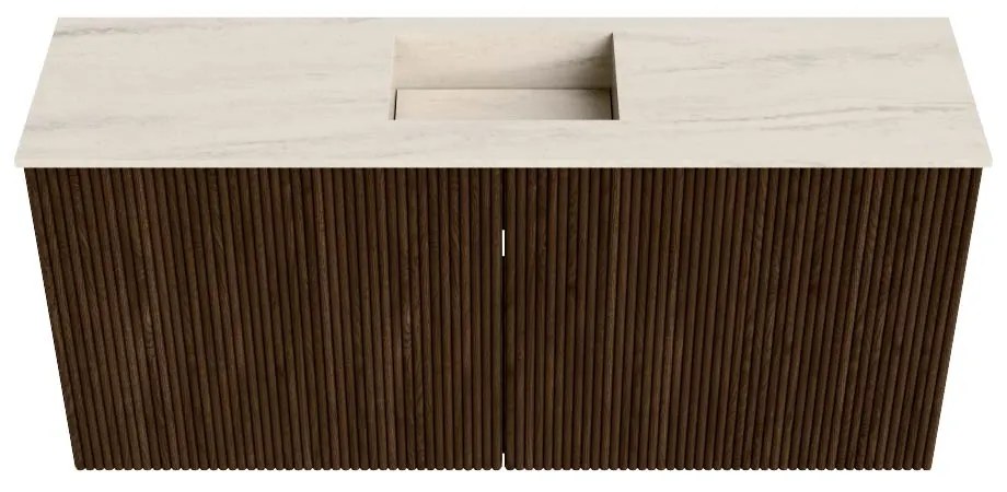 Mondiaz Joya DLux 90cm toiletmeubel walnut met wastafel faye midden 1 kraangat meli