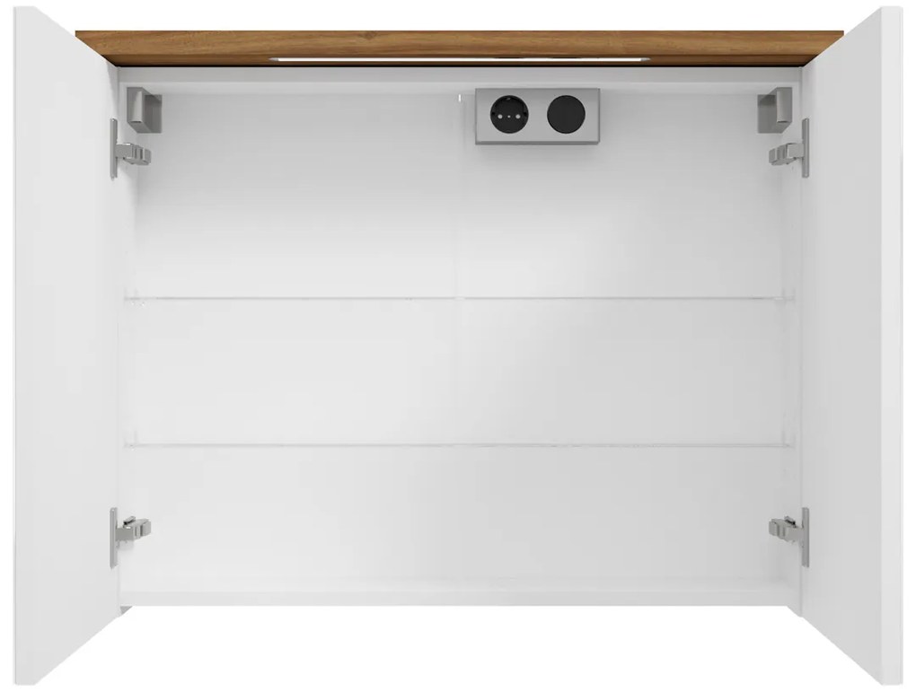 Fontana Grado spiegelkast met verlichting 80cm 2 deuren walnoot
