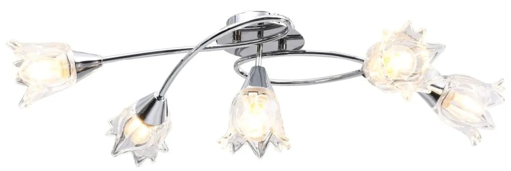vidaXL Plafondlamp met glazen tulpvormige kappen 5xE14 transparant