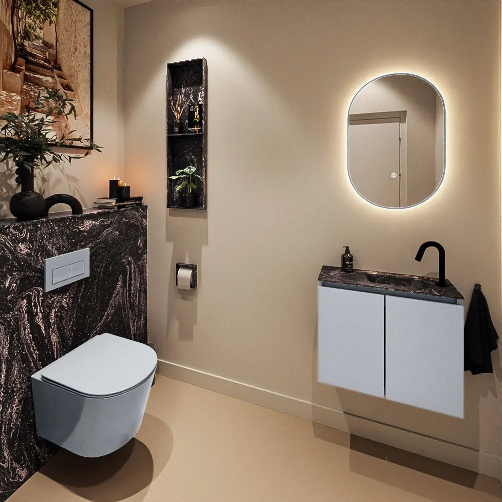 Mondiaz Ture DLux toiletmeubel 60cm clay met wastafel lava rechts met kraangat