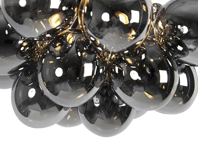 Design plafondlamp zwart met smoke glas 4-lichts - Uvas