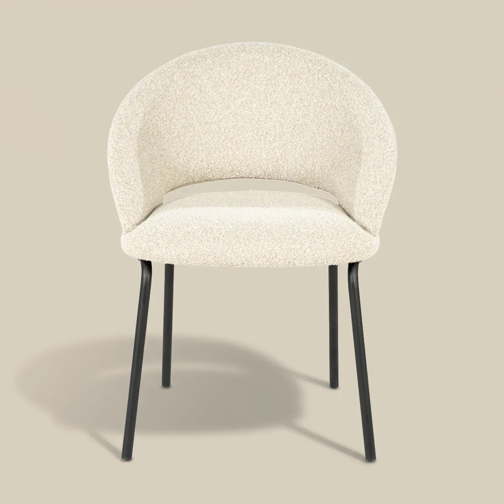 Eetkamerstoel Met Zwart Onderstel Beige