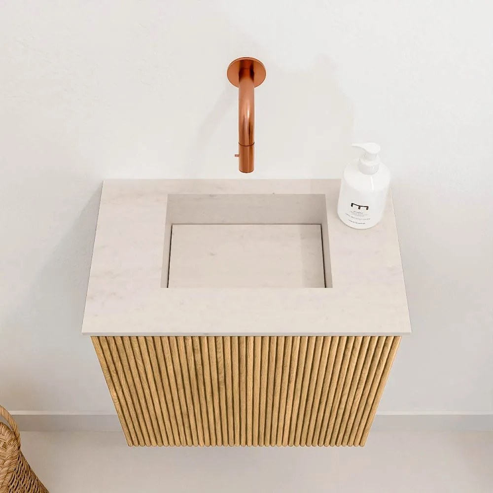 Mondiaz Joya DLux 40cm toiletmeubel oak met wastafel faye midden zonder kraangat meli