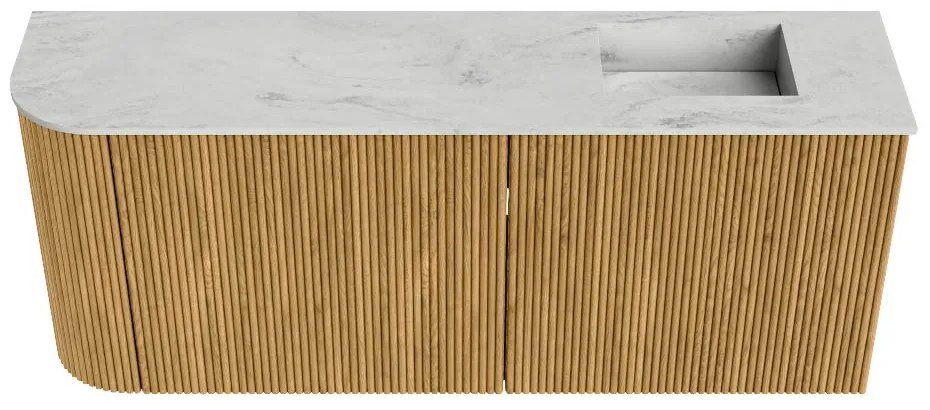 Mondiaz Joya DLux 100cm toiletmeubel ronding links oak met wastafel faye rechts 1 kraangat opalo