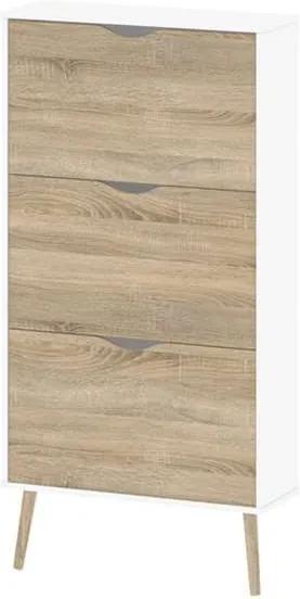 Schoenenkast Delta - wit/eikenhout - 138,8x70,2x23,9 cm - Leen Bakker