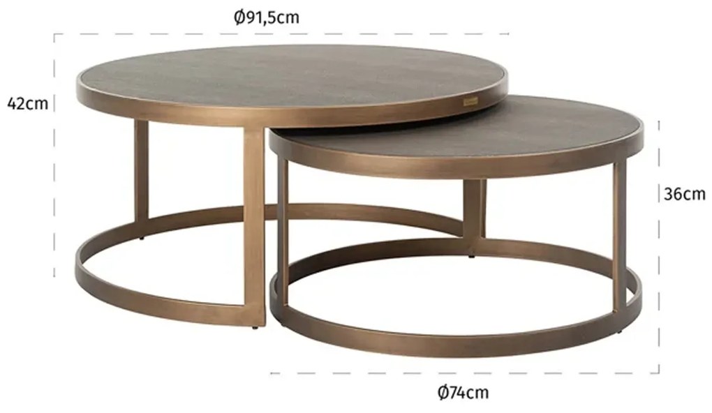 Richmond Interiors Bloomville Ronde Salontafelset Goud - 91.5 X 91.5cm.