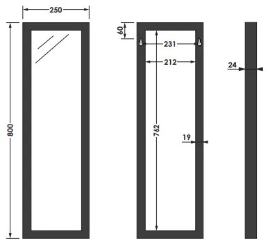 Sanituba Silhouette 25x80cm spiegel met RVS look omlijsting