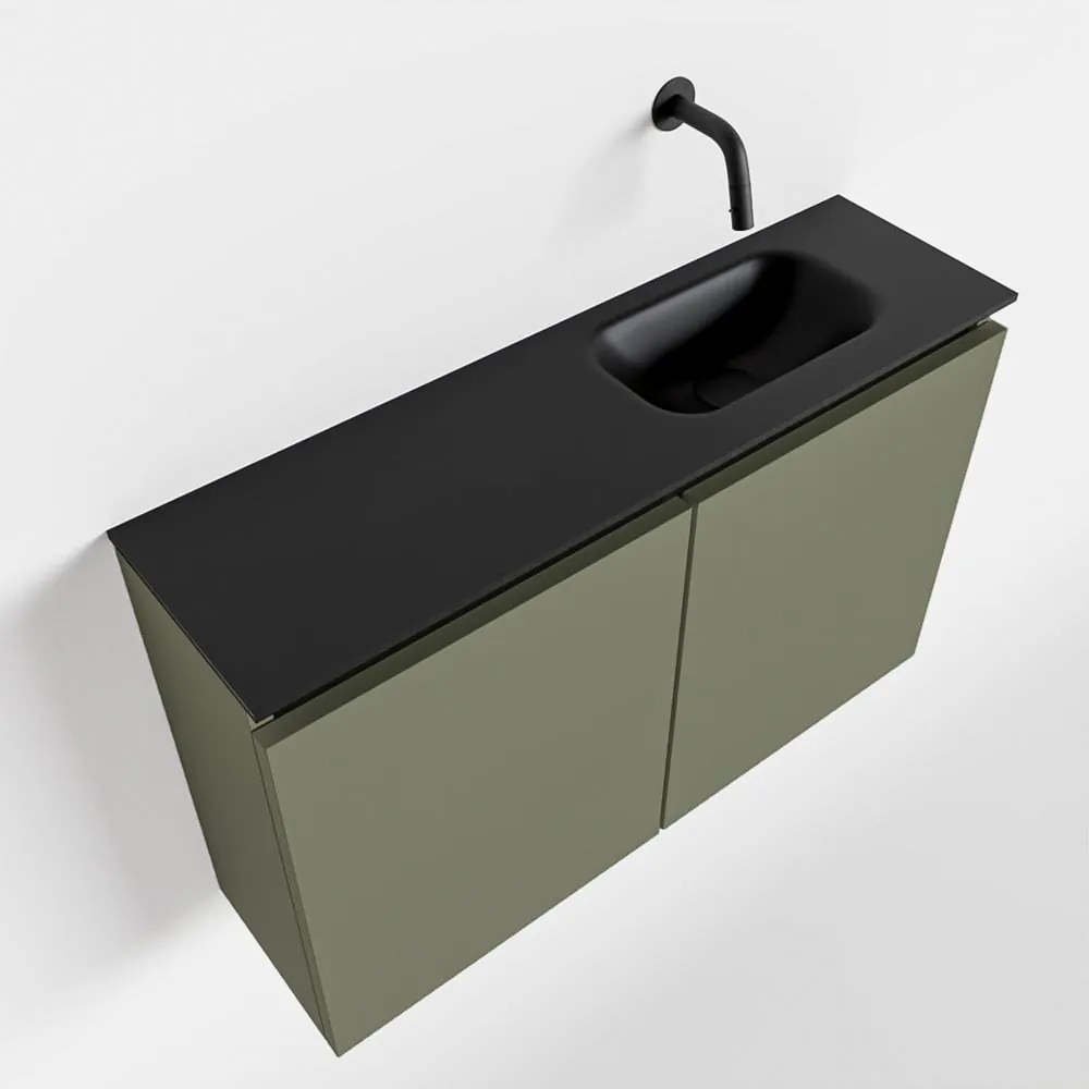 Mondiaz Ture 80cm toiletmeubel army met wastafel urban rechts geen kraangat