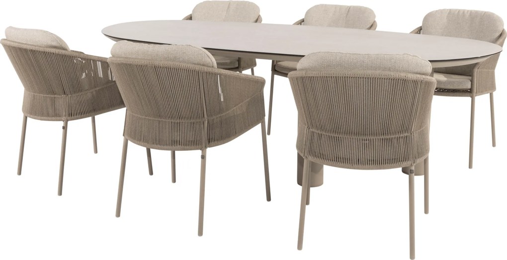 Denia Florence dining tuinset 240x105xH75 cm 7 delig keramiek latte Taste 4SO